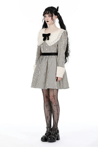 custom made link of Classic vintage big lapels classy striped dress DW912