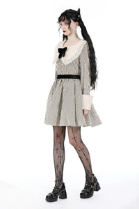 custom made link of Classic vintage big lapels classy striped dress DW912