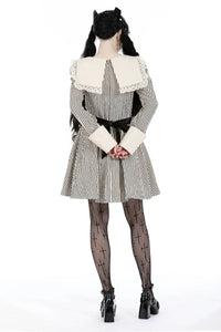 custom made link of Classic vintage big lapels classy striped dress DW912