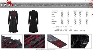 Gothic vampire black spelling out scarlet red velvet dress DW913