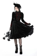 Load image into Gallery viewer, Gothic vampire black spelling out scarlet red velvet dress DW913