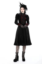 Load image into Gallery viewer, Gothic vampire black spelling out scarlet red velvet dress DW913