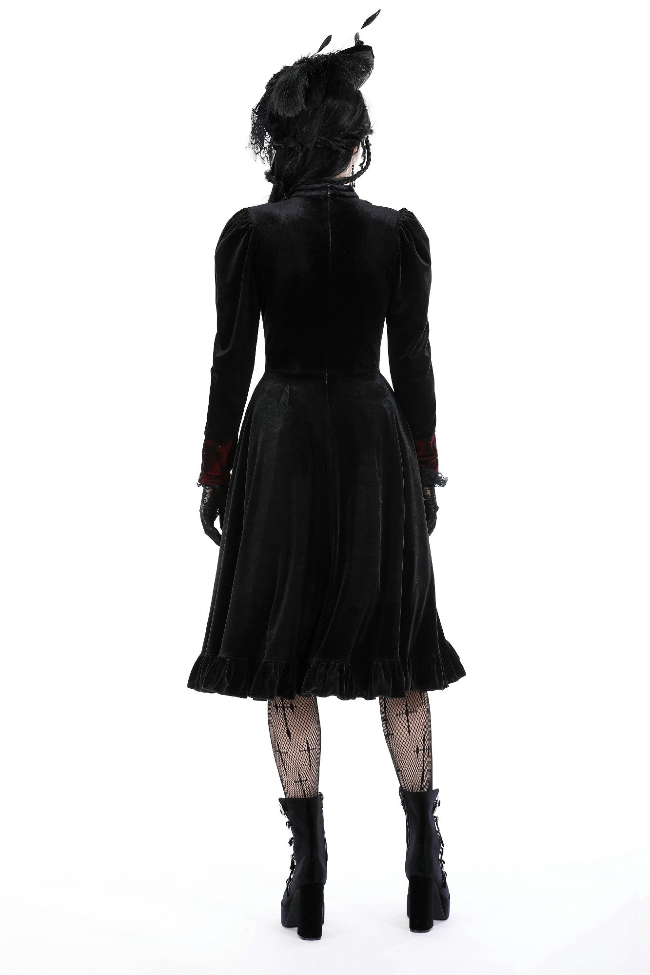 Gothic vampire Black spelling out scarlet red velvet dress DW913 M Gothic vampire Black spelling out scarlet red velvet dress DW913 M
