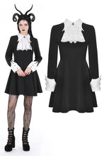 Load image into Gallery viewer, Gothic princess contrast ruffle neck dress (colorfast fabric) DW925
