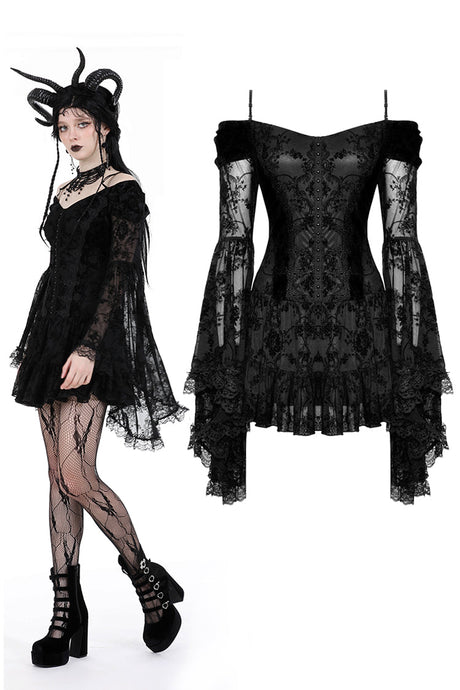 Gothic embroidered big sleeves sexy dreamy dress DW928