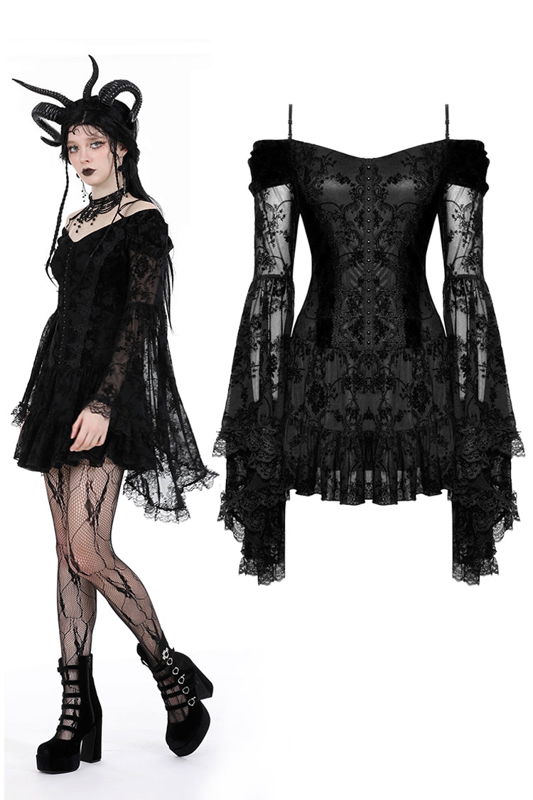 Gothic embroidered big sleeves sexy dreamy dress DW928 – DARK IN LOVE