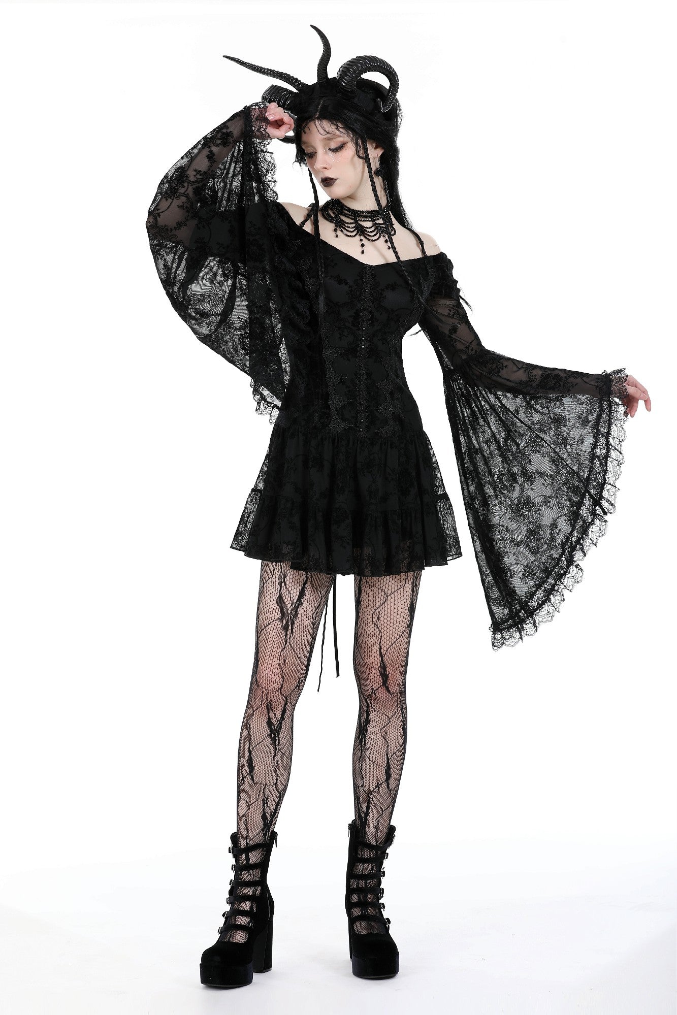 Gothic embroidered big sleeves sexy dreamy dress DW928 XXL