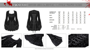 Gothic luxe lace-trim pattern velvet dress DW930