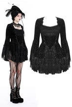 Load image into Gallery viewer, Gothic luxe lace-trim pattern velvet dress DW930