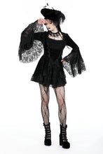 Load image into Gallery viewer, Gothic luxe lace-trim pattern velvet dress DW930