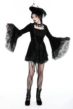 Load image into Gallery viewer, Gothic luxe lace-trim pattern velvet dress DW930