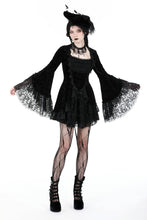 Load image into Gallery viewer, Gothic luxe lace-trim pattern velvet dress DW930