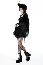 Load image into Gallery viewer, Gothic luxe lace-trim pattern velvet dress DW930