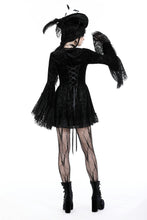 Load image into Gallery viewer, Gothic luxe lace-trim pattern velvet dress DW930