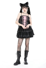 Load image into Gallery viewer, Black pink doll frilly dress DW936