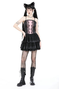 Black pink doll frilly dress DW936