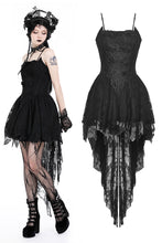 Load image into Gallery viewer, Gothic black rose bloom dovetail lace dress DW937
