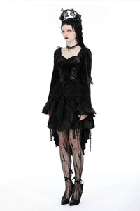 Gothic retro tasseled dovetail velvet dress DW938