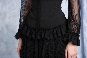 Chiffon material blouse with lace sleeves IW068 - Gothlolibeauty