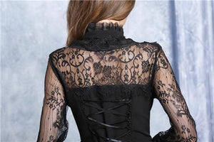 Chiffon material blouse with lace sleeves IW068 - Gothlolibeauty