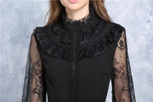 Load image into Gallery viewer, Chiffon material blouse with lace sleeves IW068 - Gothlolibeauty