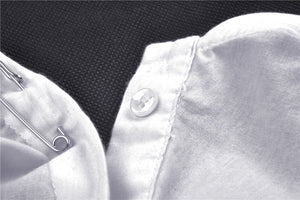 Punk Whiteite safety pin asymmetrical chain-strap blouse IW079 - Gothlolibeauty