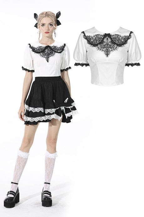 The heart drip black blood blouse IW083