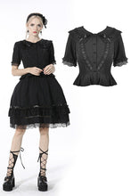 Load image into Gallery viewer, Black lolita doll collar vertical chiffon blouse IW084