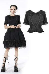 Black lolita doll collar vertical chiffon blouse IW084