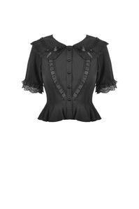 Black lolita doll collar vertical chiffon blouse IW084