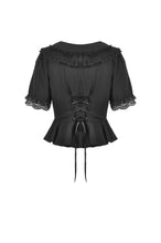 Load image into Gallery viewer, Black lolita doll collar vertical chiffon blouse IW084