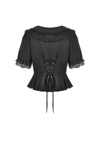 Black lolita doll collar vertical chiffon blouse IW084