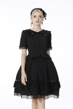 Load image into Gallery viewer, Black lolita doll collar vertical chiffon blouse IW084