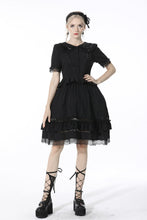 Load image into Gallery viewer, Black lolita doll collar vertical chiffon blouse IW084