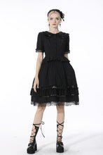 Load image into Gallery viewer, Black lolita doll collar vertical chiffon blouse IW084