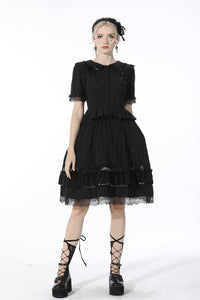Black lolita doll collar vertical chiffon blouse IW084