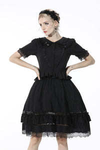Black lolita doll collar vertical chiffon blouse IW084