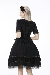 Black lolita doll collar vertical chiffon blouse IW084
