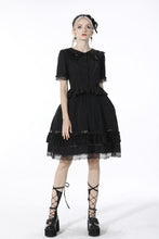 Load image into Gallery viewer, Black lolita doll collar vertical chiffon blouse IW084