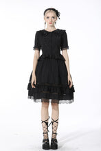 Load image into Gallery viewer, Black lolita doll collar vertical chiffon blouse IW084