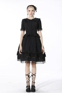 Black lolita doll collar vertical chiffon blouse IW084