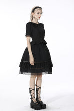 Load image into Gallery viewer, Black lolita doll collar vertical chiffon blouse IW084