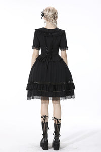 Black lolita doll collar vertical chiffon blouse IW084
