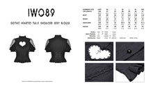 Load image into Gallery viewer, Gothic hearted tulle shoulder sexy blouse IW089