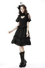 Load image into Gallery viewer, Gothic hearted tulle shoulder sexy blouse IW089