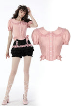 Load image into Gallery viewer, Pink princess heart button doll collar blouse IW090