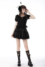 Load image into Gallery viewer, Black lolita girl frilly top IW091