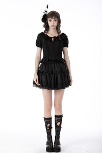 Black lolita girl frilly top IW091