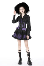 Load image into Gallery viewer, Bat wing collar gemstone corsage blouse IW094