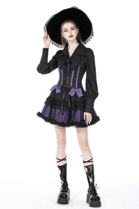 Bat wing collar gemstone corsage blouse IW094